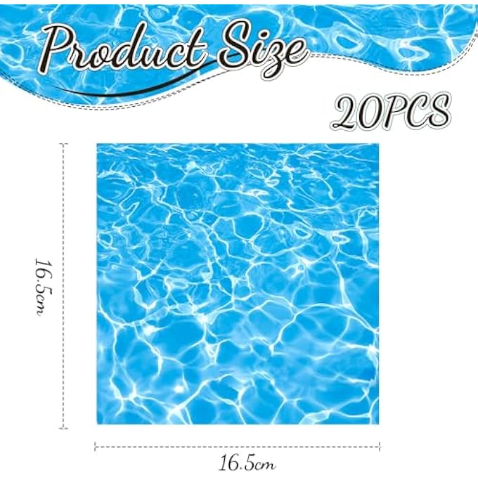 20 SHEETS WAVE PATTERN PAPER NAPKINS, FLOWING WATER TEXTURE NAPKINS, SUMMER FRESH NAPKINS, SWIM PARTY DECORATIONS, SUMMER CARNIVAL - Image 3